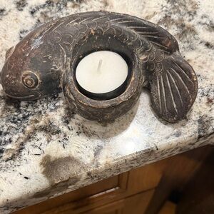 Fish-Shaped Brown Tealight Holder